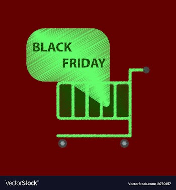 Flat shading style icon shopping cart black friday vector image