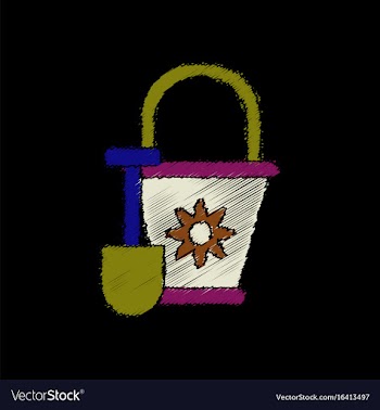 Flat shading style icon shovel and bucket vector image