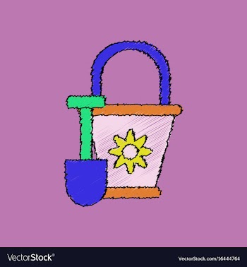 Flat shading style icon shovel and bucket vector image