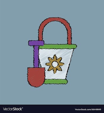 Flat shading style icon shovel and bucket vector image