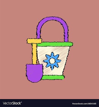 Flat shading style icon shovel and bucket vector image
