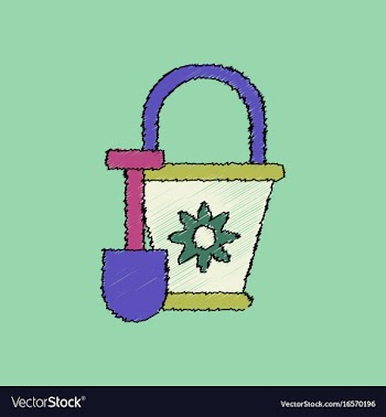 Flat shading style icon shovel and bucket vector image