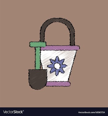 Flat shading style icon shovel and bucket vector image