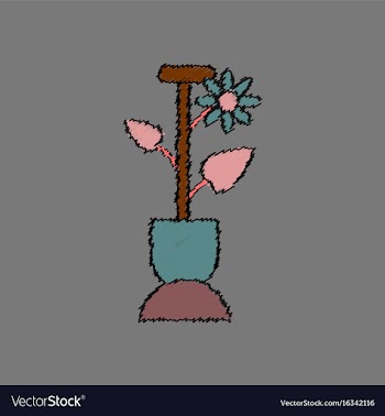 Flat shading style icon shovel and flower vector image