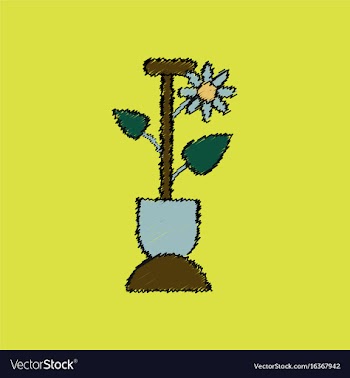 Flat shading style icon shovel and flower vector image