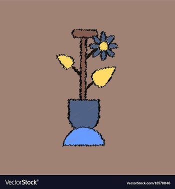Flat shading style icon shovel and flower vector image