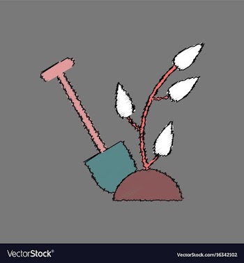 Flat shading style icon shovel and plant vector image
