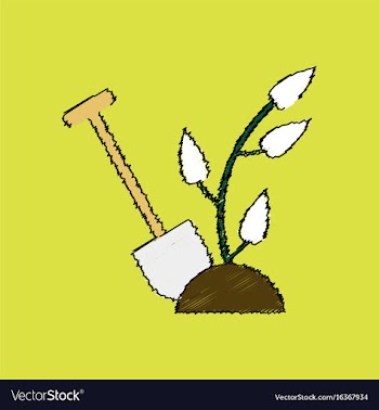 Flat shading style icon shovel and plant vector image