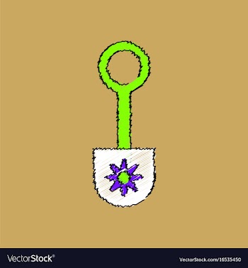 Flat shading style icon shovel toy silhouette vector image
