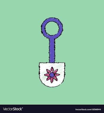 Flat shading style icon shovel toy silhouette vector image