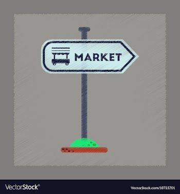 Flat shading style icon sign of market vector image