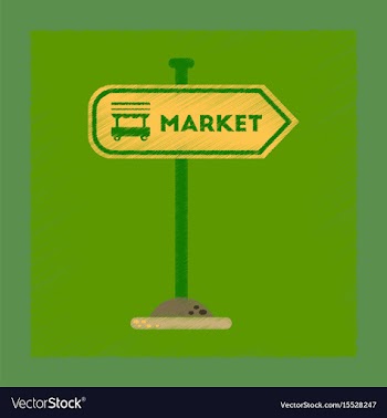 Flat shading style icon sign of market vector image