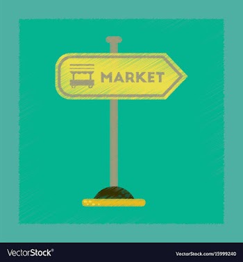 Flat shading style icon sign of market vector image