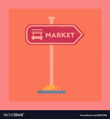 Flat shading style icon sign of market vector image
