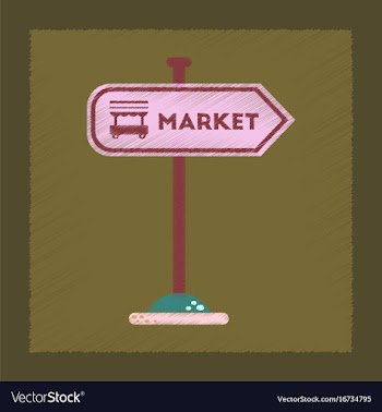 Flat shading style icon sign of market vector image