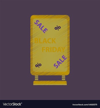Flat shading style icon signboard black friday vector image