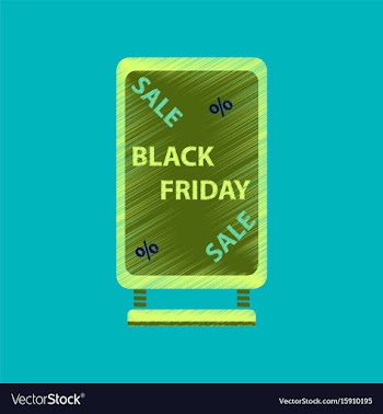 Flat shading style icon signboard black friday vector image