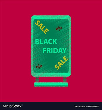 Flat shading style icon signboard black friday vector image
