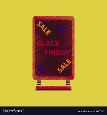 Flat shading style icon signboard black friday vector image
