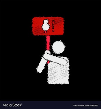 Flat shading style icon silhouette of protest vector image