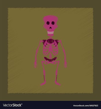 Flat shading style icon skeleton halloween monster vector image