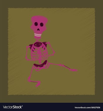 Flat shading style icon skeleton halloween monster vector image