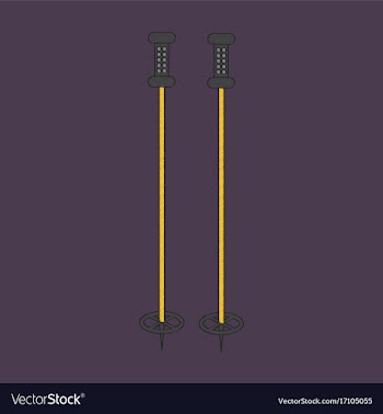 Flat shading style icon ski poles vector image