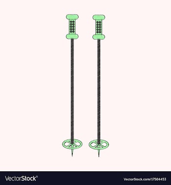 Flat shading style icon ski poles vector image