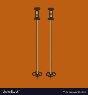 Flat shading style icon ski poles vector image