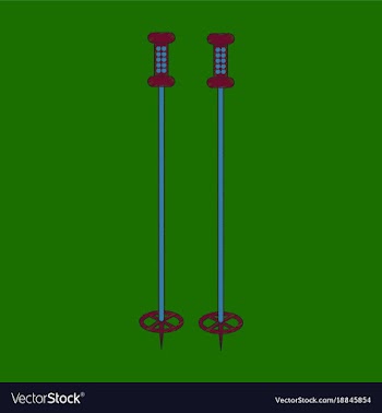 Flat shading style icon ski poles vector image