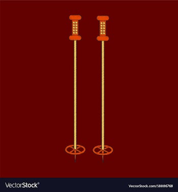 Flat shading style icon ski poles vector image
