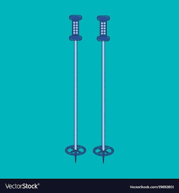 Flat shading style icon ski poles vector image
