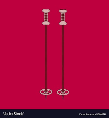 Flat shading style icon ski poles vector image