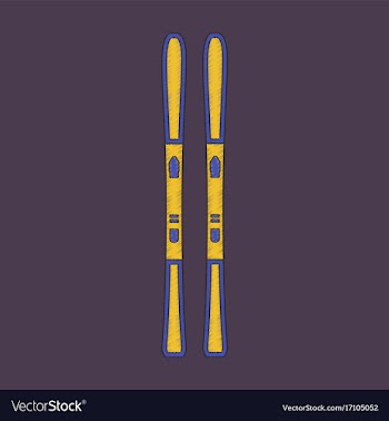 Flat shading style icon ski vector image