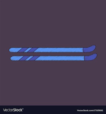 Flat shading style icon ski vector image