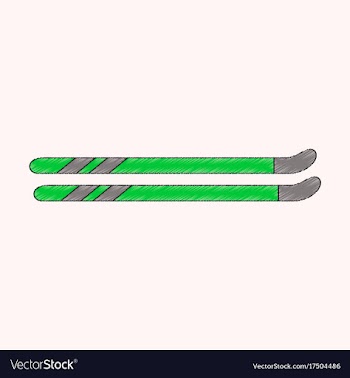 Flat shading style icon ski vector image