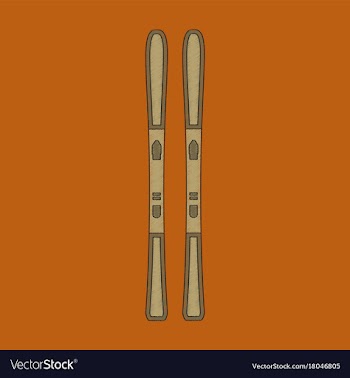 Flat shading style icon ski vector image