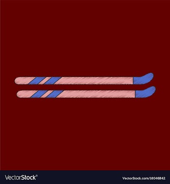 Flat shading style icon ski vector image