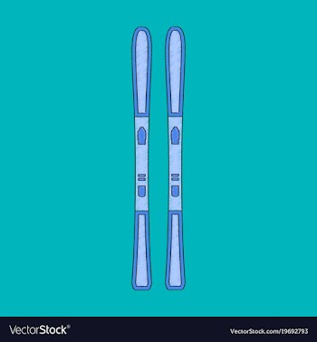 Flat shading style icon ski vector image