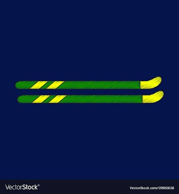 Flat shading style icon ski vector image