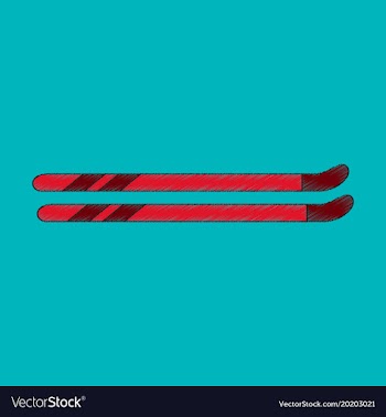 Flat shading style icon ski vector image