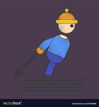 Flat shading style icon skier vector image