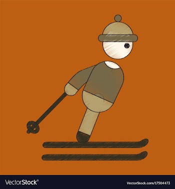 Flat shading style icon skier vector image