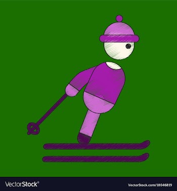 Flat shading style icon skier vector image