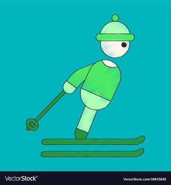 Flat shading style icon skier vector image