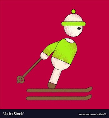 Flat shading style icon skier vector image