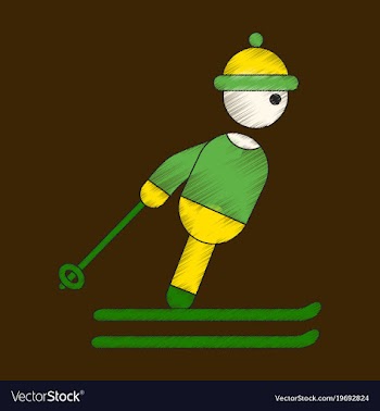 Flat shading style icon skier vector image