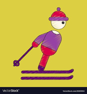 Flat shading style icon skier vector image