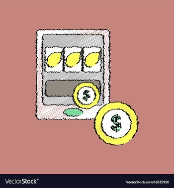 Flat shading style icon slotmachine and money vector image