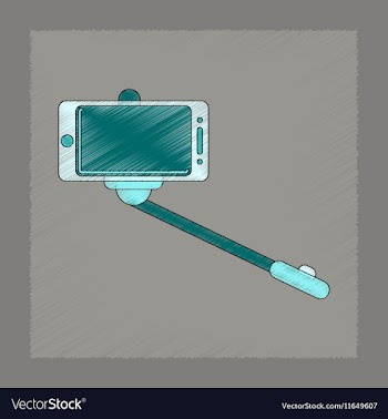 Flat shading style icon Smartphone selfie stick vector image